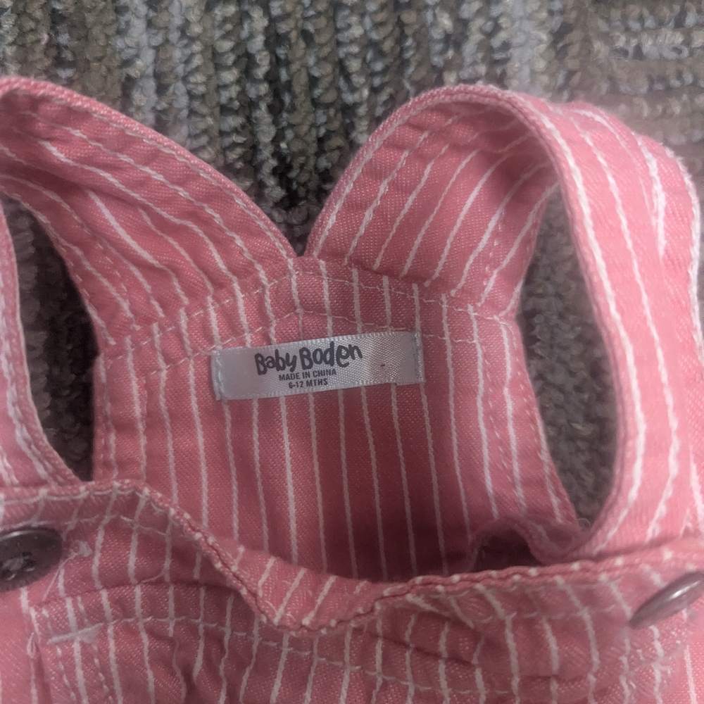 Baby Boden Pink and White Striped Overalls - Picture 4 of 5